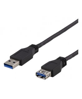Deltaco USB 3.1 Gen 1 -jatkokaapeli, 2m, USB-A ur - USB-A na, musta