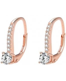 Beneto Rose gold plated silver earrings with crystals AGUC1955-ROSE