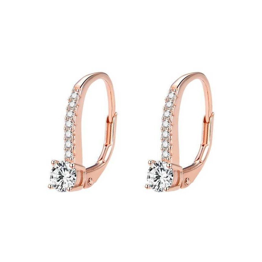 Beneto Rose gold plated silver earrings with crystals AGUC1955-ROSE