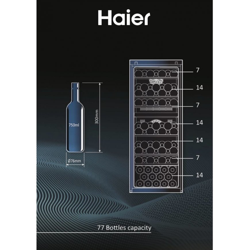 Haier Wine Bank 50 Serie 7 HWS77GDAU1 Kompressoriga veinikülmik Eraldiseisev Must 77 pudel(id) – 2