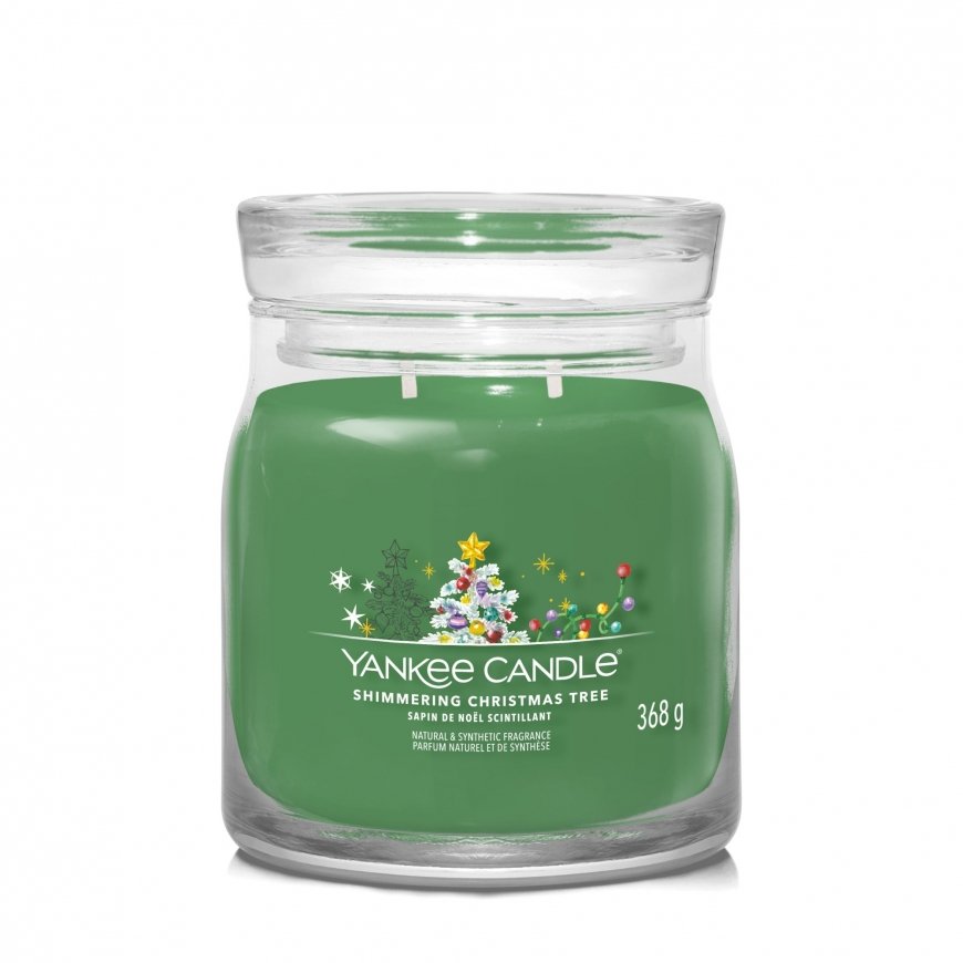 Yankee Candle Shimmering Christmas Tree vaško žvakė Cilindras Žalia 1 vnt
