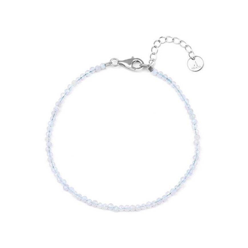 Agato Agate Mineral Bracelet with Chalcedony