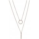 Troli Double necklace with stylish pendants made of rose gold-plated steel Troli Double necklace with stylish pendants made of rose gold-plated steel