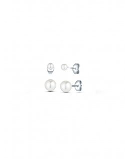 Vuch Kruwen Silver Steel Pearl Earrings Set (2 pairs of earrings)