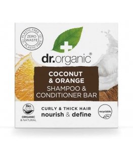 2-in-1 šampūnas ir kondicionierius Dr.Organic Coconut and Oranžinis 75 g Kieta