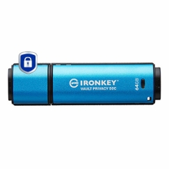 Kingston Technology IronKey Vault Privacy 50 USB atmintukas 64 GB C tipo USB 3.2 Gen 1 (3.1 Gen 1) Juoda, Mėlyna