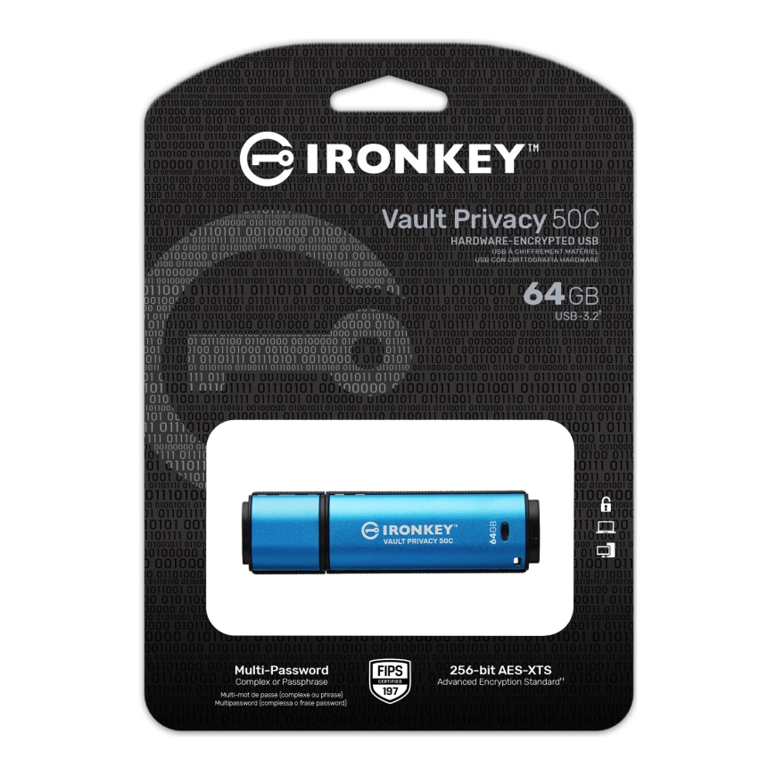 Kingston Technology IronKey Vault Privacy 50 USB-muisti 64 GB USB Type-C 3.2 Gen 1 (3.1 Gen 1) musta – 3