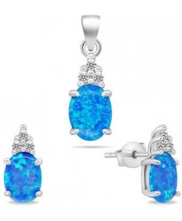 Brilio Silver Brilio Silver Beautiful jewelry set with opals SET245WB (earrings, pendant)