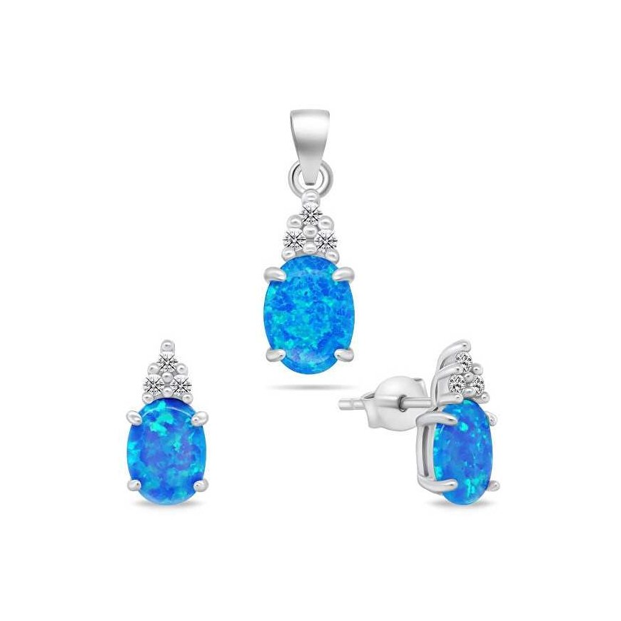 Brilio Silver Brilio Silver Beautiful jewelry set with opals SET245WB (earrings, pendant)