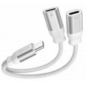 Swissten Textile USB-C Audio Charging Adapter 2x USB-C 0.12m Swissten Textile USB-C Audio Charging Adapter 2x USB-C 0.12m