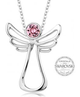 Levien Guardian Angel Rožinė Crystal Necklace