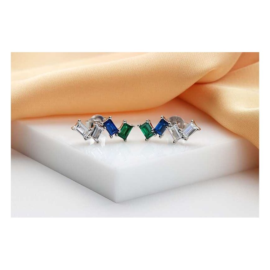 Brilio Silver Brilio Silver Stylish silver earrings with colored zircons EA1011WRBW – 2