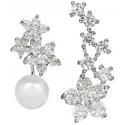 Jwl Luxury Pearls Asimetriški auskarai - dvigubi auskarai su tikru baltu perlu ir išilginiai auskarai su cirkoniais JL0260 Jwl Luxury Pearls Asimetriški auskarai - dvigubi auskarai su tikru baltu perlu ir išilginiai auskarai su cirkoniais JL0260