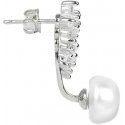 Jwl Luxury Pearls Asimetriški auskarai - dvigubi auskarai su tikru baltu perlu ir išilginiai auskarai su cirkoniais JL0260 Jwl Luxury Pearls Asimetriški auskarai - dvigubi auskarai su tikru baltu perlu ir išilginiai auskarai su cirkoniais JL0260