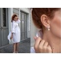 Jwl Luxury Pearls Asymmetric earrings - double earrings with real white pearl and drop earrings with zircons JL0260 Jwl Luxury Pearls Asymmetric earrings - double earrings with real white pearl and drop earrings with zircons JL0260