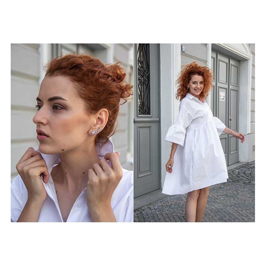 Jwl Luxury Pearls Asymmetric earrings - double earrings with real white pearl and drop earrings with zircons JL0260 – 5