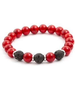 Bennett Lava Stone ja Howlite helmirannekoru MINK22/17