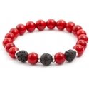 Bennett Lava Stone ja Howlite helmirannekoru MINK22/17 Bennett Lava Stone ja Howlite helmirannekoru MINK22/17