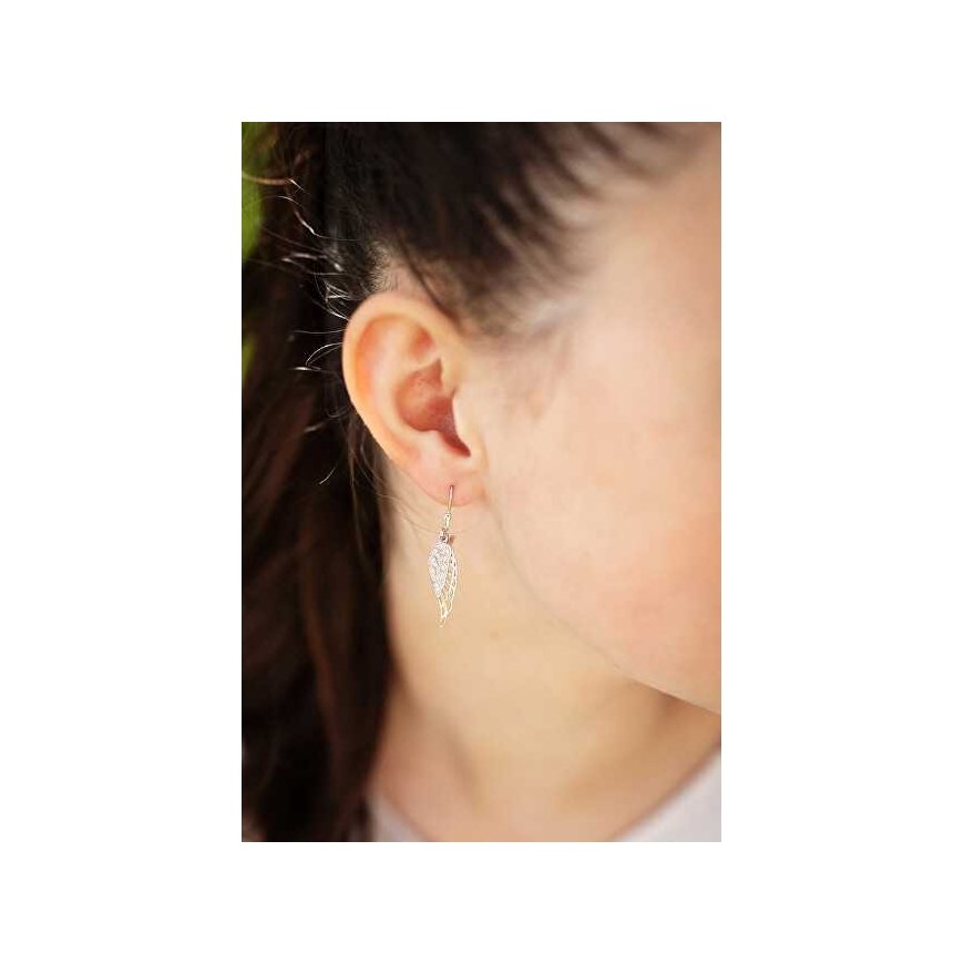 Agate Silver dangle earrings Angel wings AGUC2360L