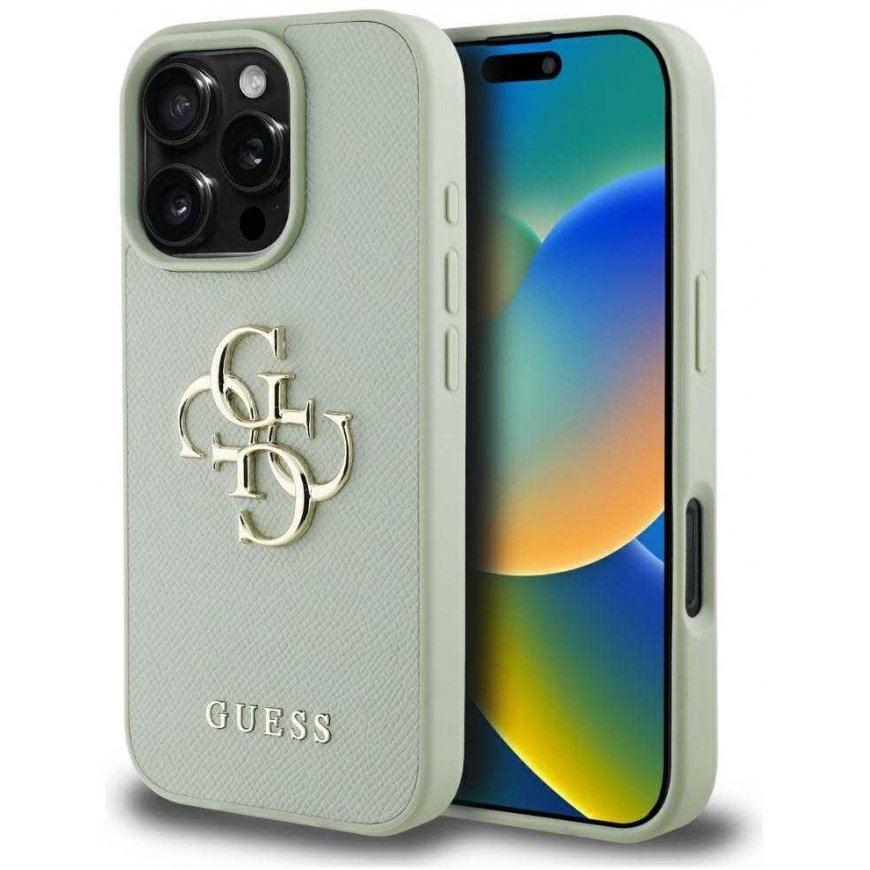 Dėklas Guess Grained Big 4G Logo Small Classic Logo do iPhone 16 Pro Max žalia