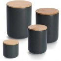 Zeller Zeller, Container with bamboo lid, 200 ml, ceramic, anthracite Zeller Zeller, Container with bamboo lid, 200 ml, ceramic, anthracite