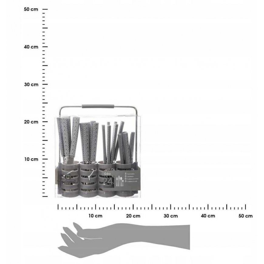 Dekoracja Domu Cutlery set GEO with decorative handle + stand, 2in1 – 4