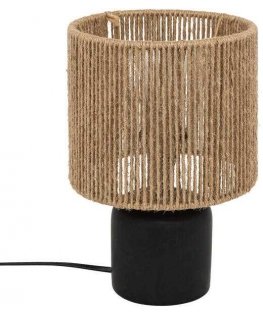 Atmosphera KOBY ceramic table lamp with woven shade, 24 cm