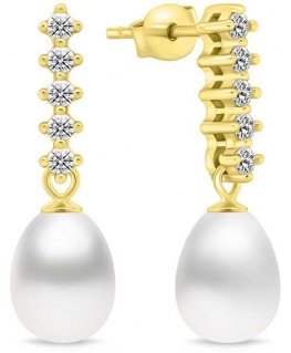 Brilio Silver Brilio Silver Charming gold-plated earrings with pearl and zircons EA950Y