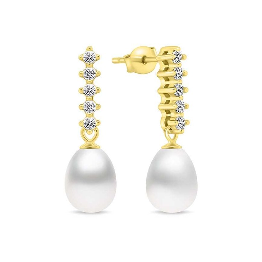 Brilio Silver Brilio Silver Charming gold-plated earrings with pearl and zircons EA950Y