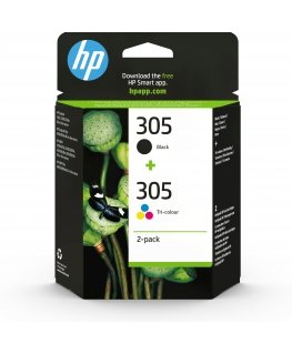 HP 305 alkuperäinen 2 kpl:een pakkauskolmivärinen / musta mustekasetti