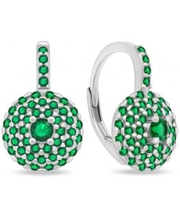 Brilio Silver Shiny silver earrings with green zircons EA12WG