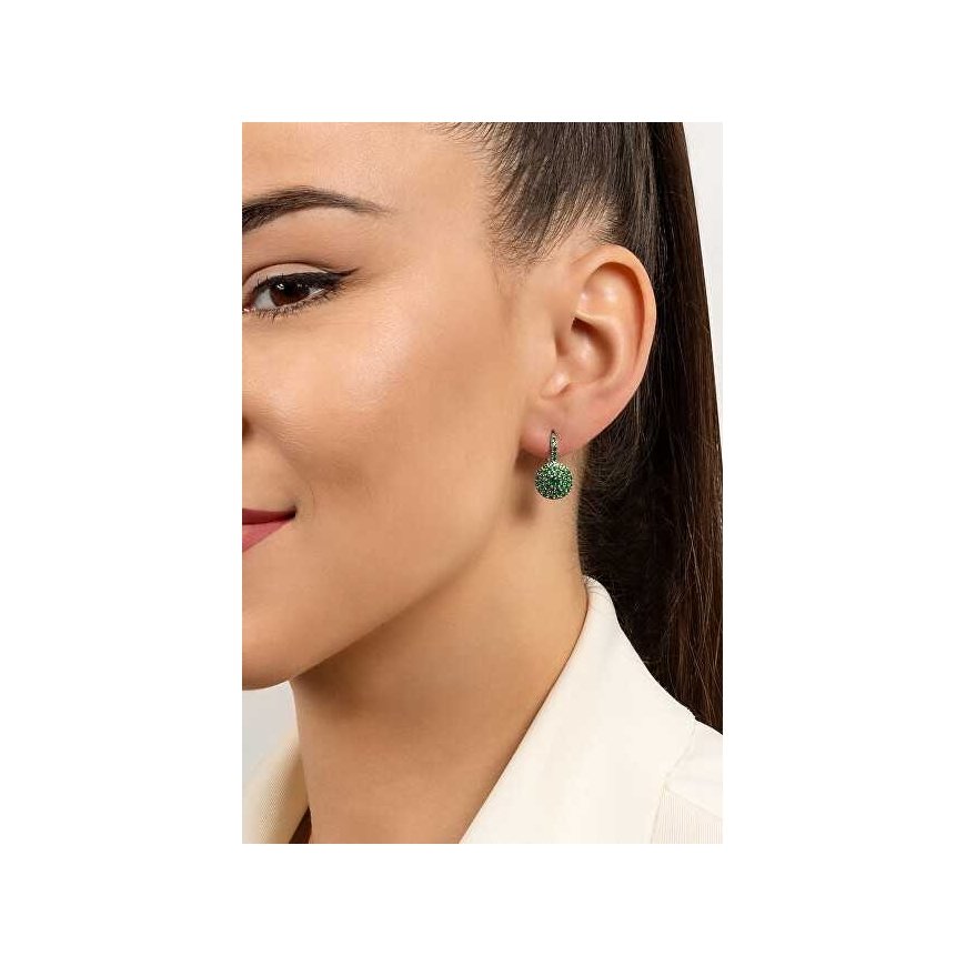 Brilio Silver Shiny silver earrings with green zircons EA12WG – 2