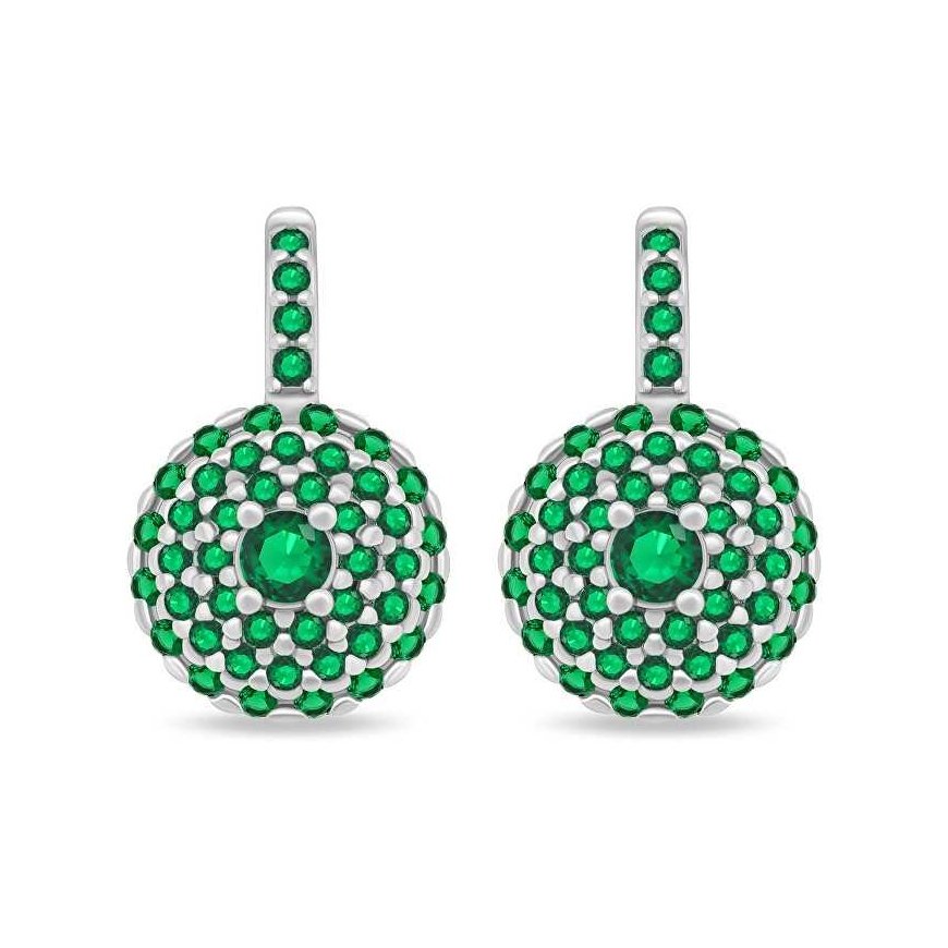 Brilio Silver Shiny silver earrings with green zircons EA12WG – 5