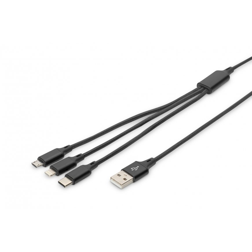 Digitus AK-300160-010-S USB kabelis 1 m USB A USB C Melns