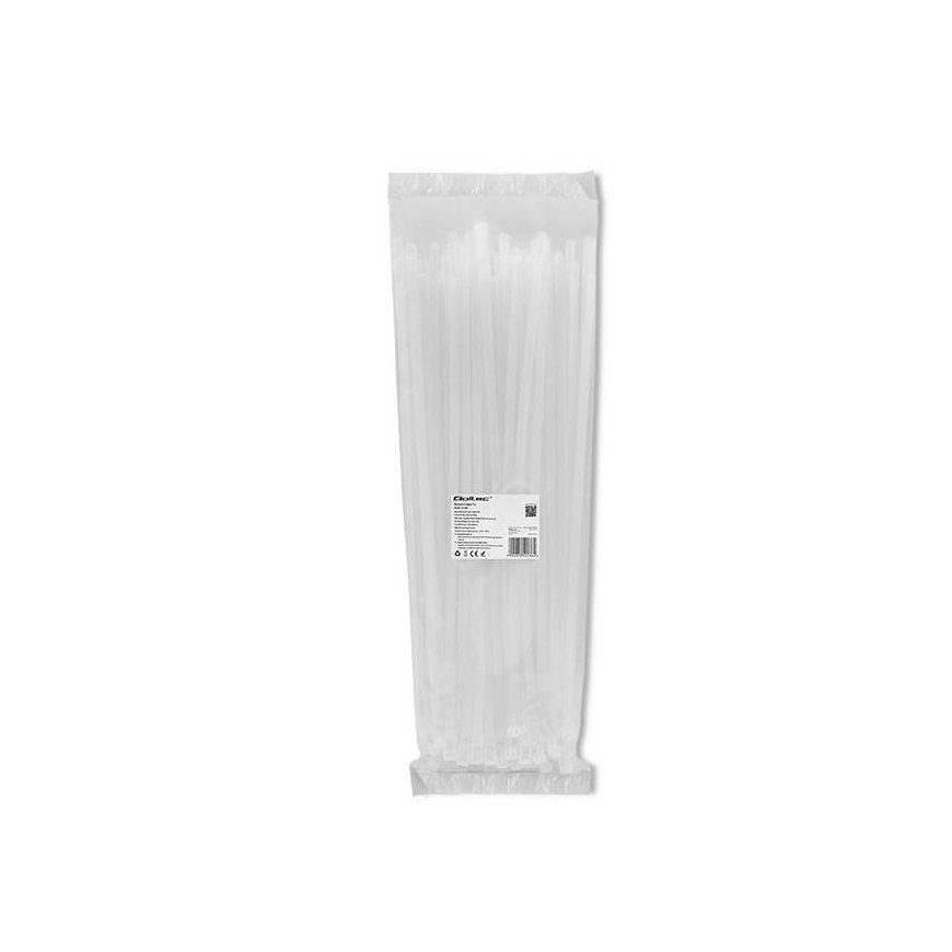 QOLTEC 52236 Reusable Self-Locking Cable Tie 7.2x400mm Nylon UV White – 3