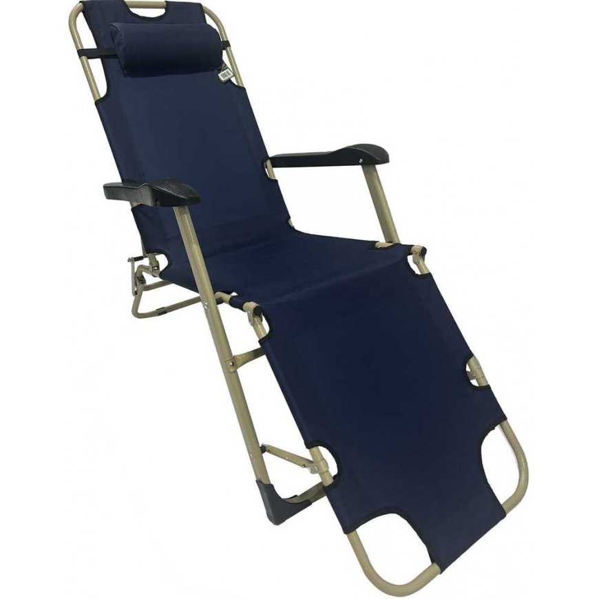 Enero Camp GARDA MULTI-POSITION TRAVEL CHAIR WITH HEADREST LIGHT BLUE - SAND