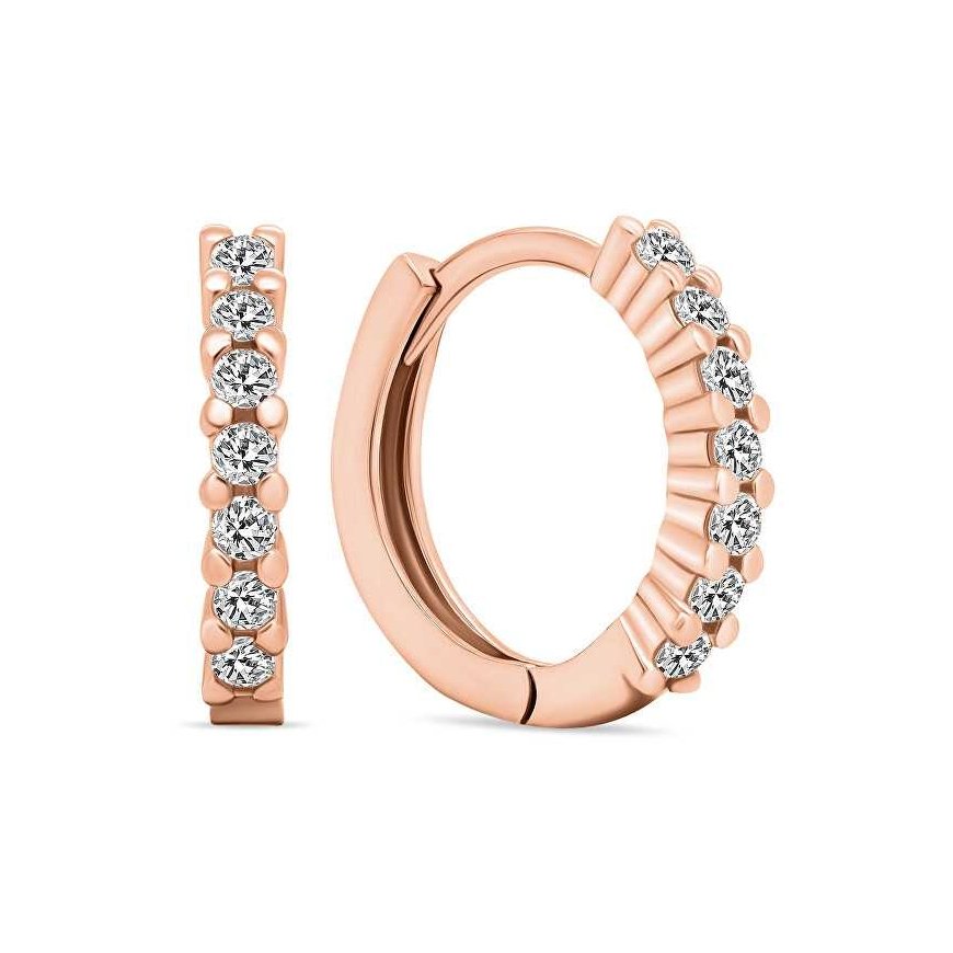 Brilio Silver Brilio Silver Shiny bronze hoop earrings with zircons EA665R