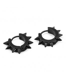 Troli Black Studded Round Earrings KS-137
