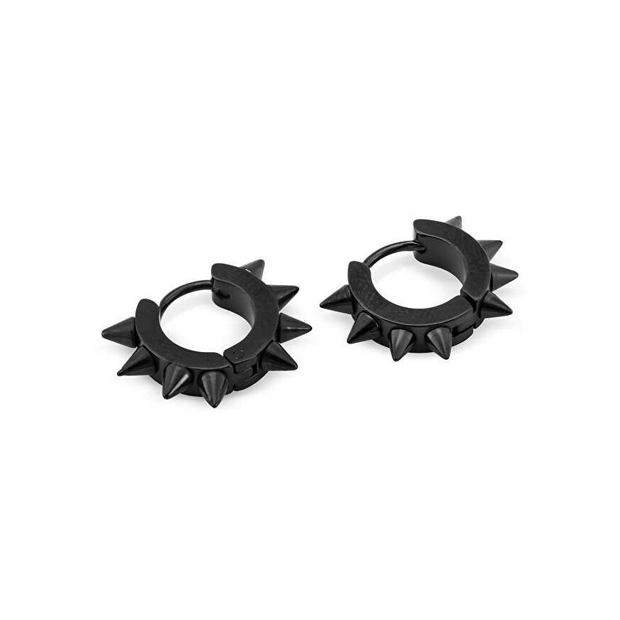 Troli Black Studded Round Earrings KS-137