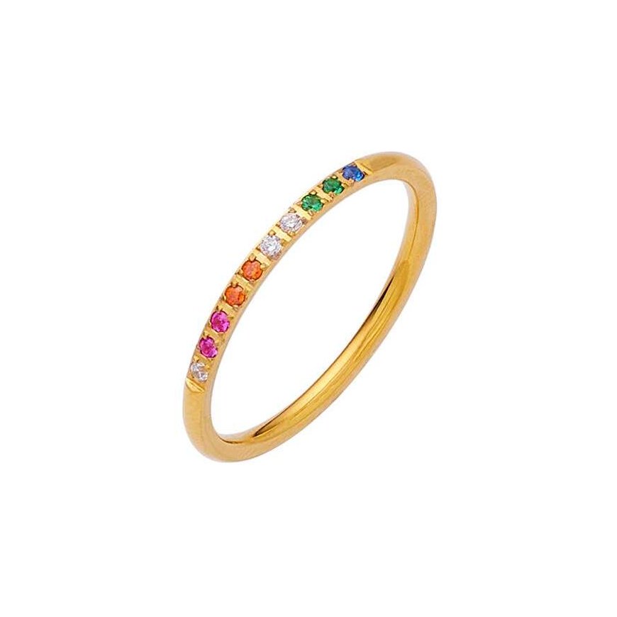 Troli Charming gold-plated ring with colored zircons