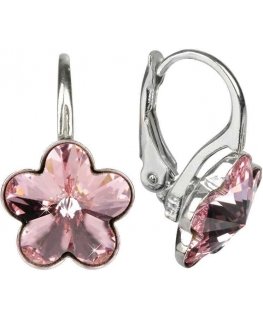 Levien Sidabriniai auskarai mergaitei Flower Crystal Light Rose
