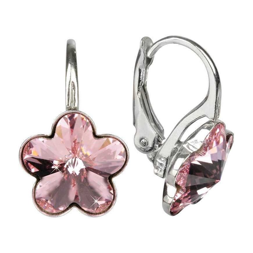 Levien Sidabriniai auskarai mergaitei Flower Crystal Light Rose