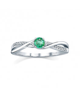 Silvego Silver ring with real natural emerald, size: 54 (JJJR1100ER)