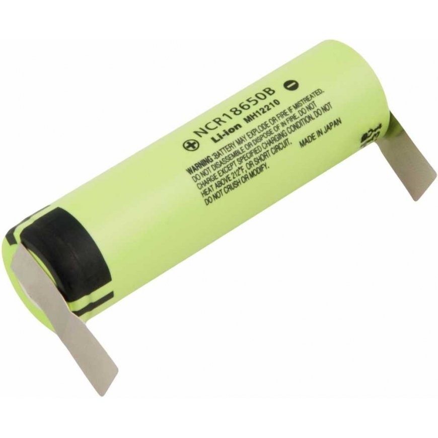 Avacomin teollisuusakku Panasonic Li-Ion, 3,7 V, 3400 mAh, 12,6 Wh, juotosliittimet U, NCR18650B-U