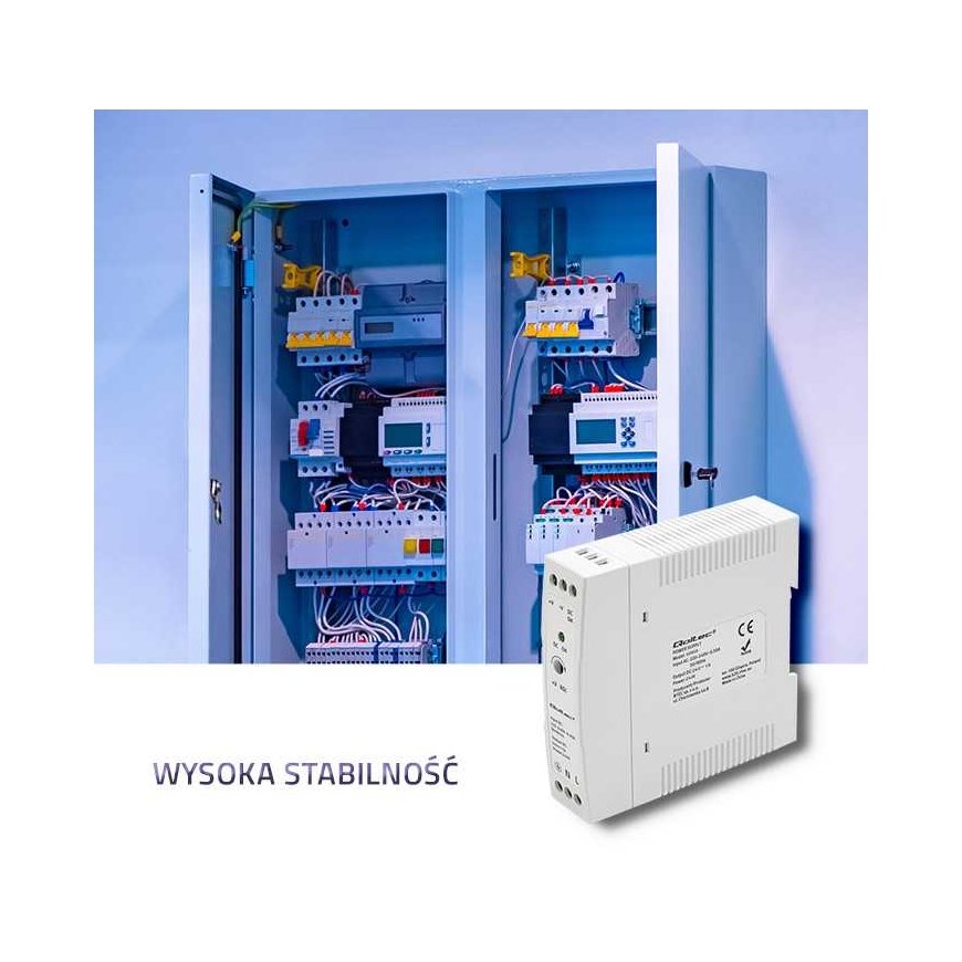 Qoltec DIN rail power supply | 24W | 24V | 1A | White | Slim – 2