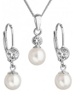 Evolution Group Women's pearl set with Pavon crystals 29006.1 white