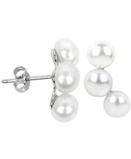 Jwl Luxury Pearls Silver earrings with three real pearls JL0283