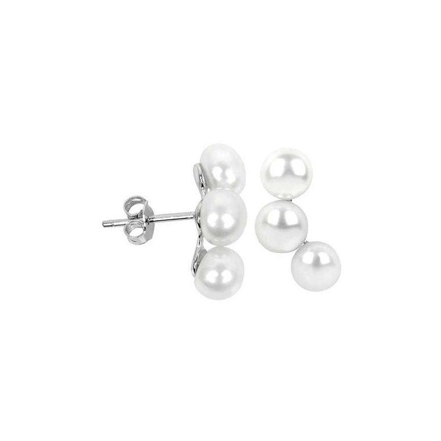 Jwl Luxury Pearls Silver earrings with three real pearls JL0283