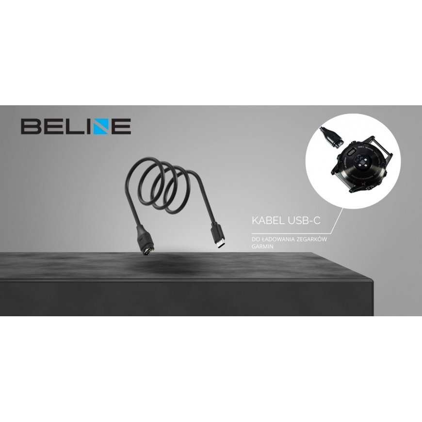 Kabel USB-C Beline do ładowania zegarków Garmin 1m czarny