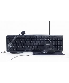 Gembird KBS-UO4-01 tastatūra Pele iekļauta Birojs USB QWERTY Amerikāņu angļu valoda Melns